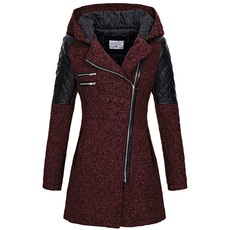 Zoë - Stijlvolle Schuin-Zip Winterjas