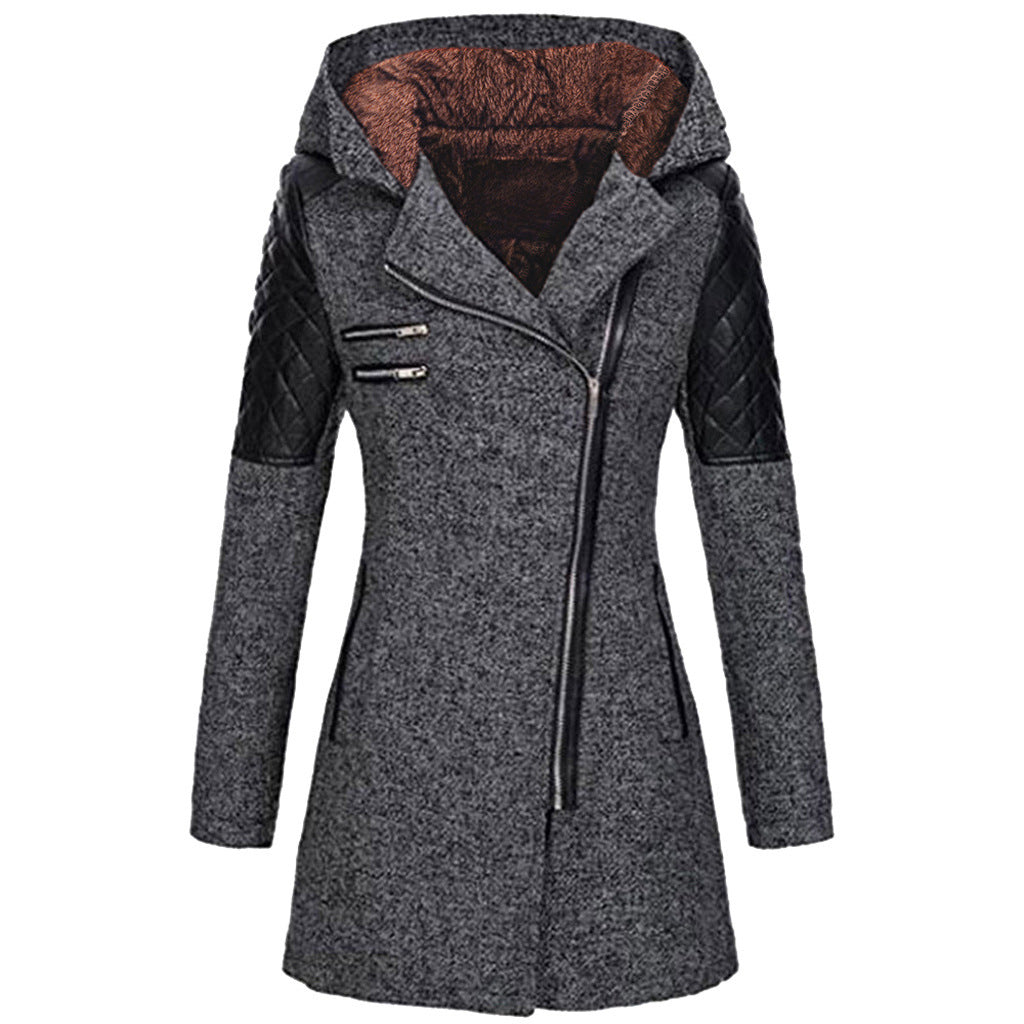 Zoë - Stijlvolle Schuin-Zip Winterjas
