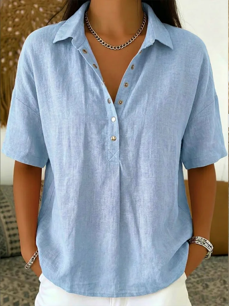 Tessa | Blouse met kraag en knoopdetail