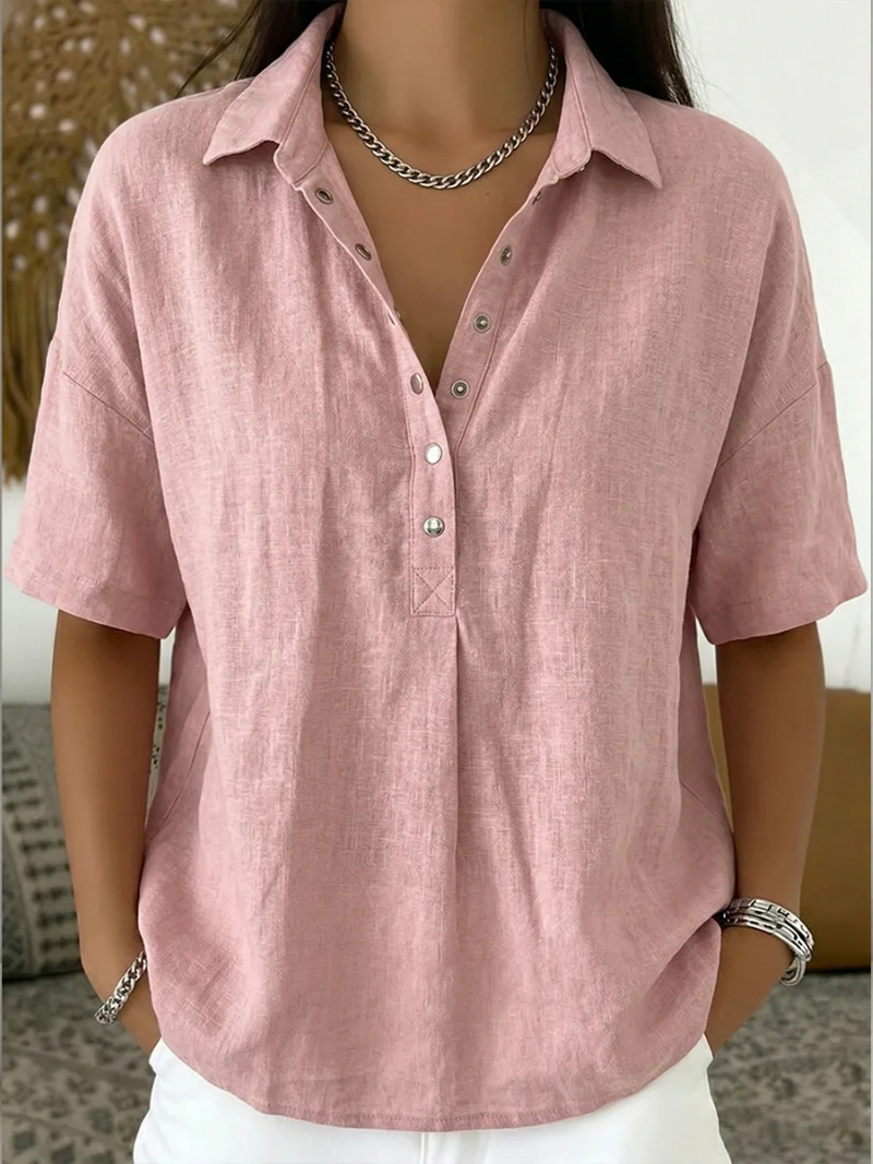 Tessa | Blouse met kraag en knoopdetail