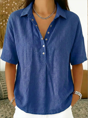 Tessa | Blouse met kraag en knoopdetail