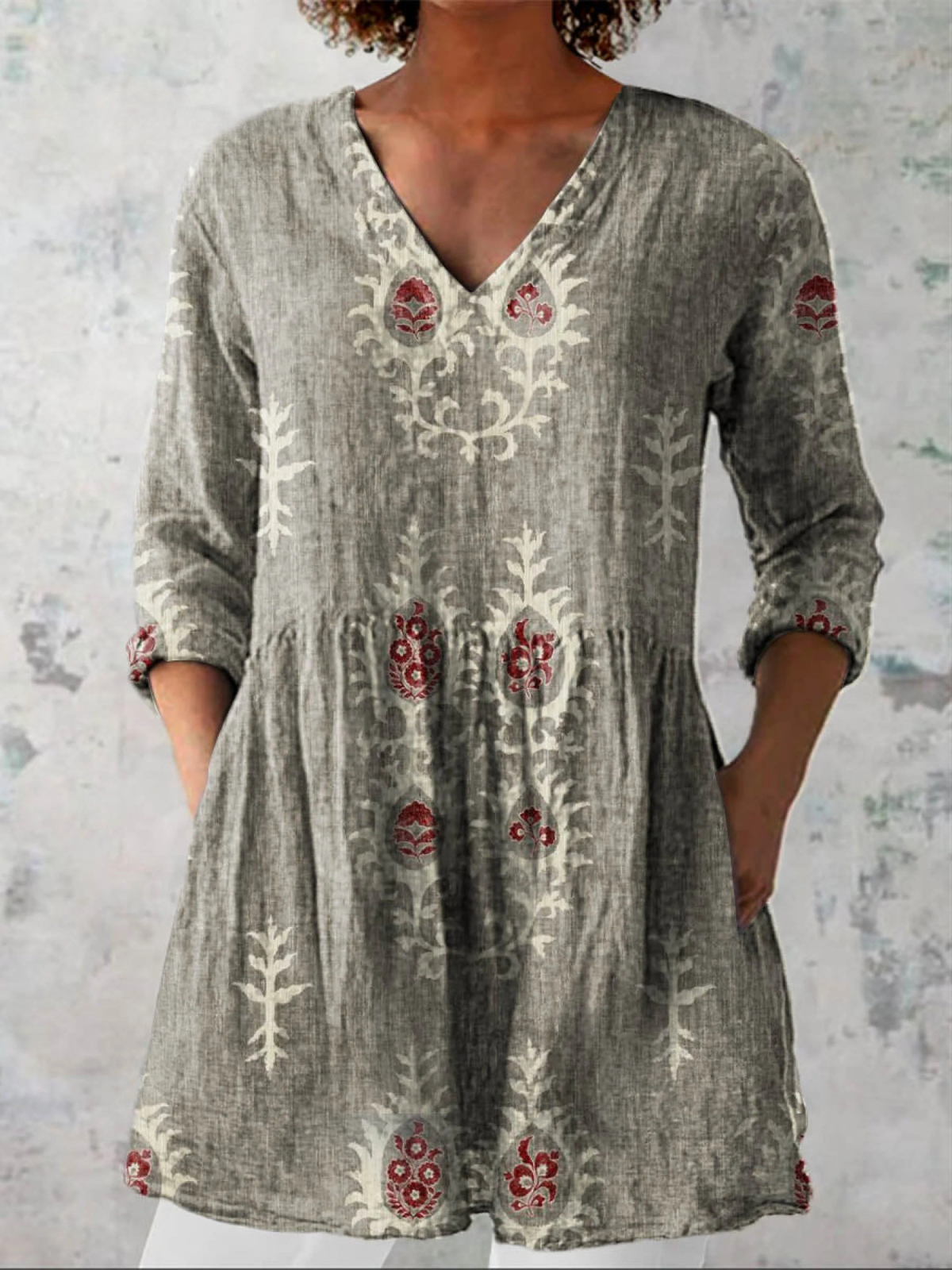 LANGE BLOUSE MET V-HALS VOOR VROUWEN