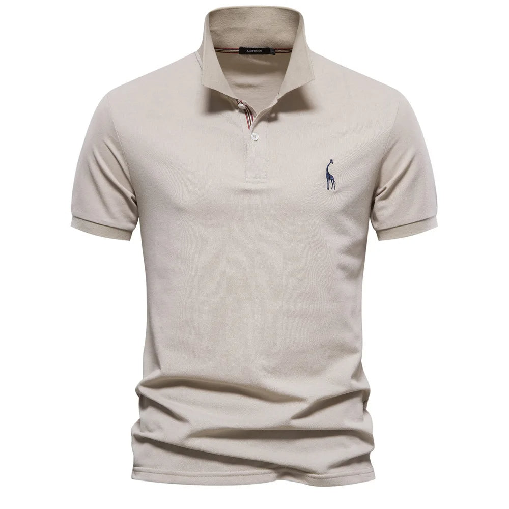 Caleb – Luxe Katoenen Polo met Hertenborduursel
