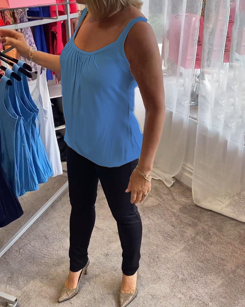 Dalia | Geplooide mouwloze top