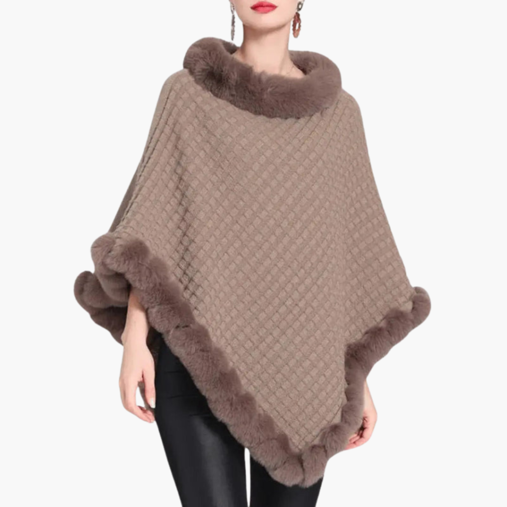 Vrouwen Trui Poncho met Neppels Trim en Oversized Pasvorm