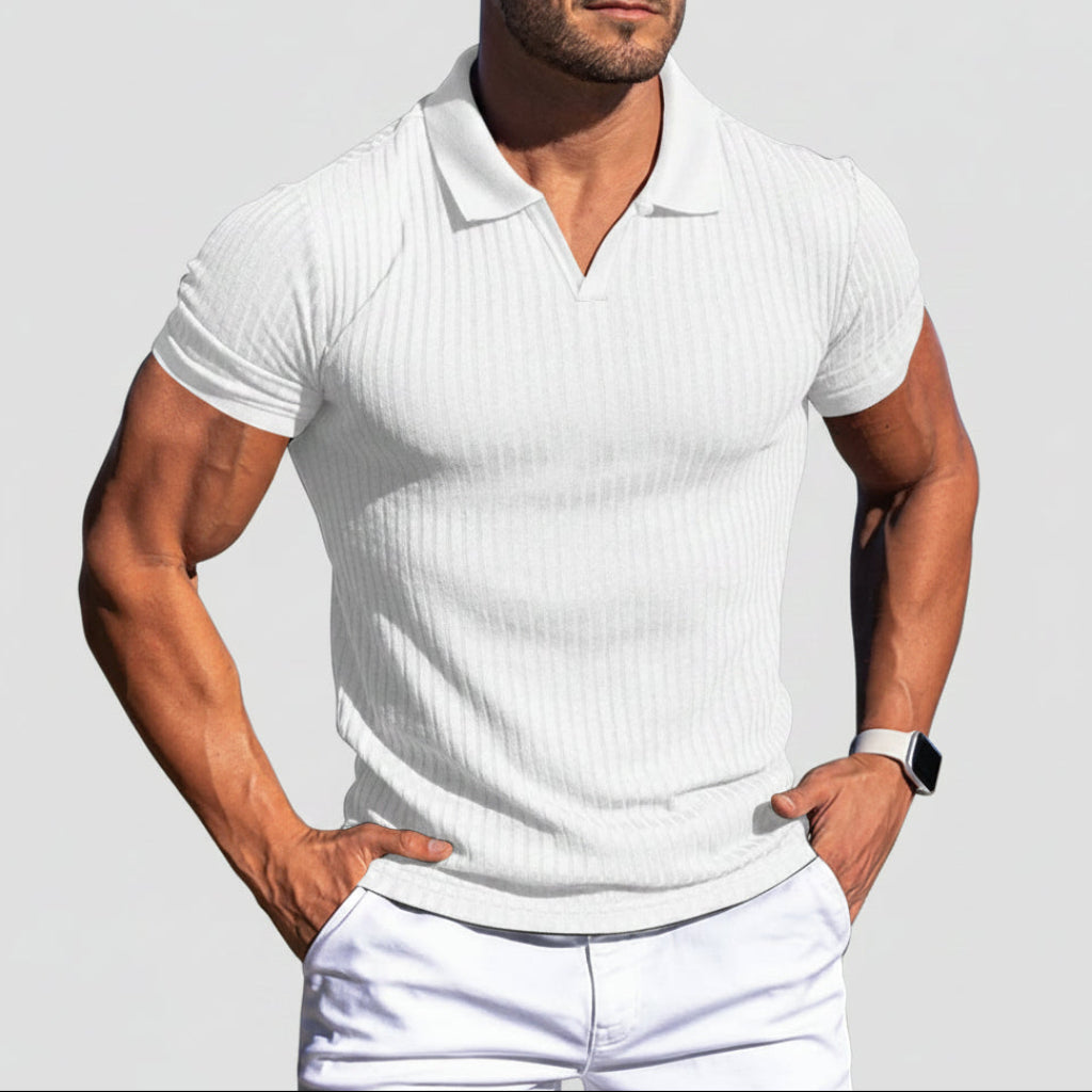 Casual poloshirt met structuur en nauwsluitende pasvorm