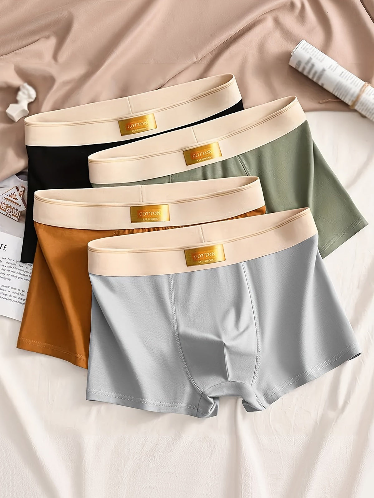 4-Pack Effen Heren Boxershorts met Stretch
