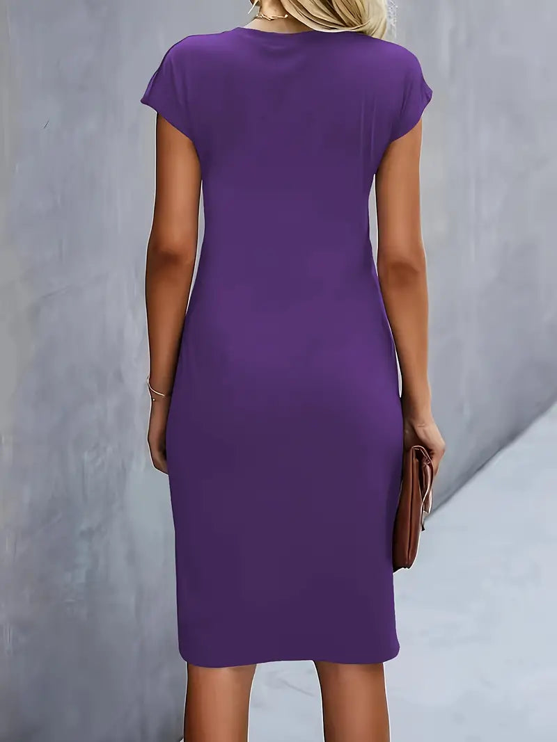 Midi Jurk Dames Ronde Hals Getailleerd Bruiloft Gast
