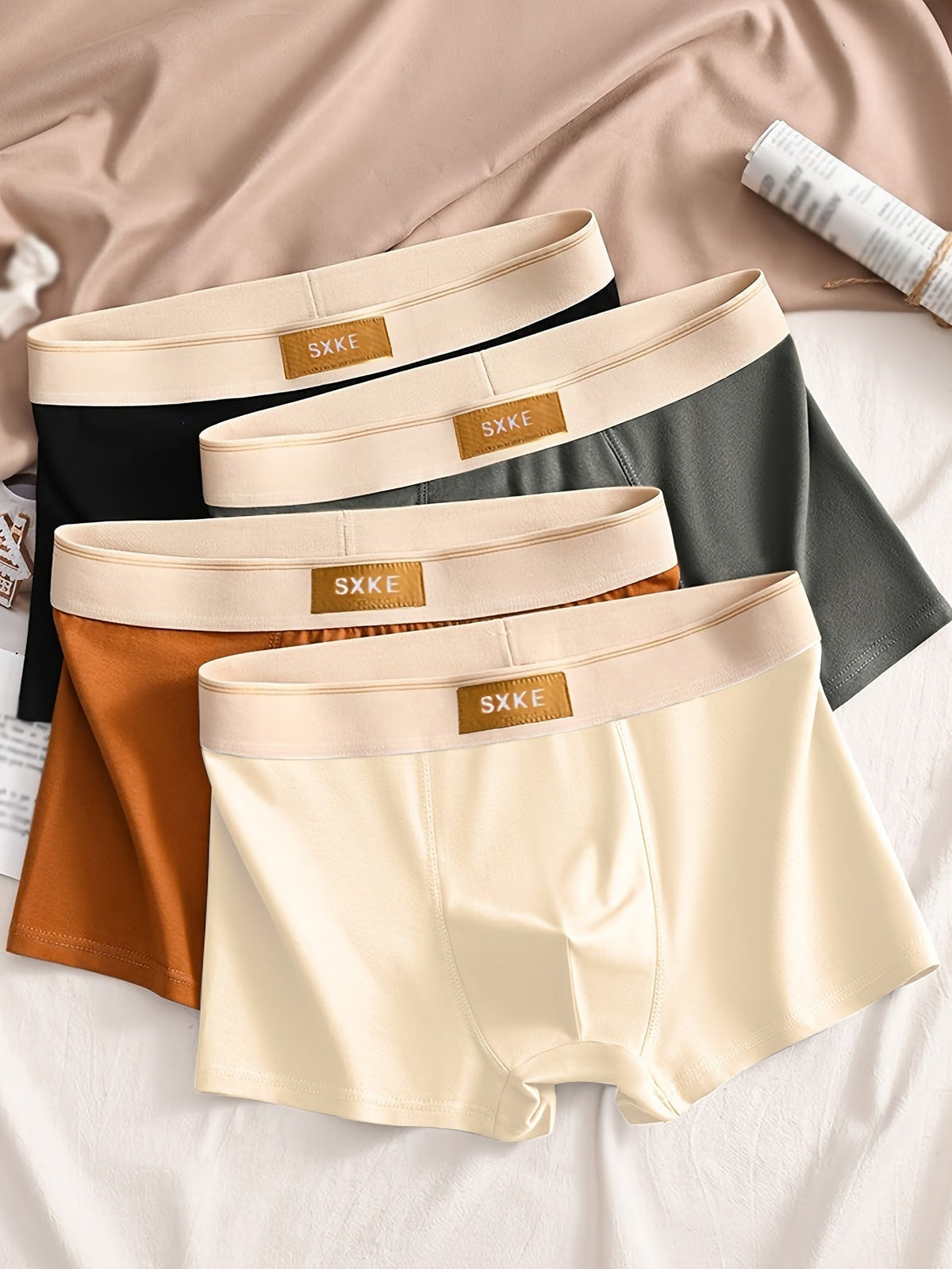 4-Pack Effen Heren Boxershorts met Stretch