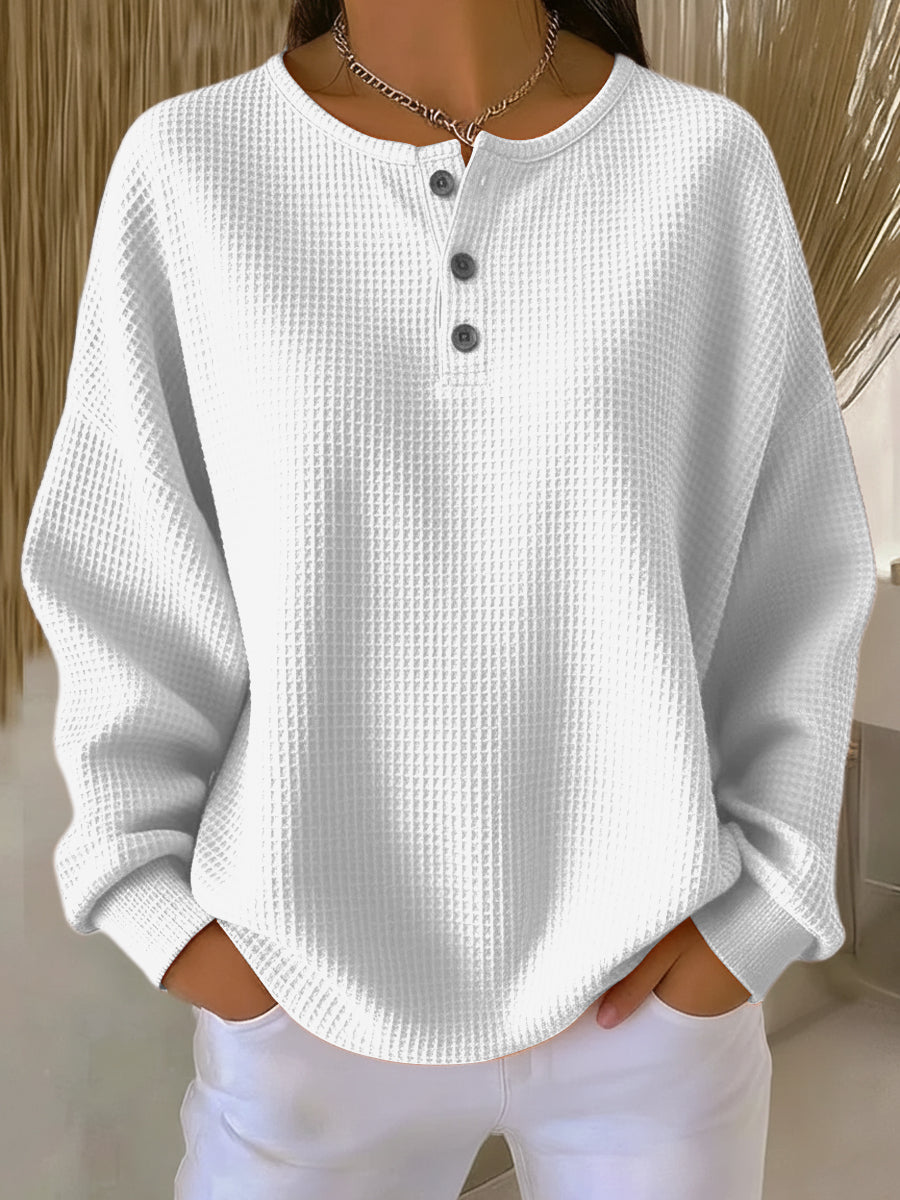 LAYLA – RELAXED WAFFLE BUTTON TOP