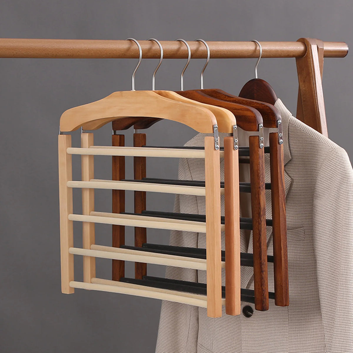 Premium Walnoot Houten Multi-Bar Hanger