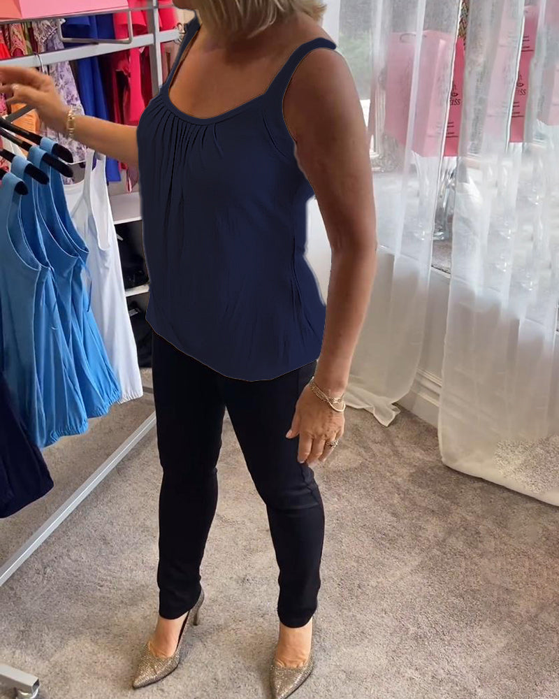 Dalia | Geplooide mouwloze top