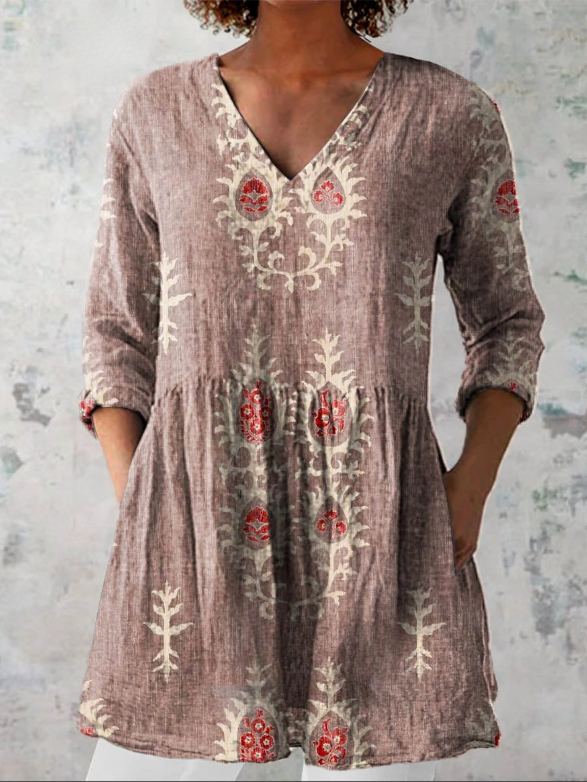 LANGE BLOUSE MET V-HALS VOOR VROUWEN