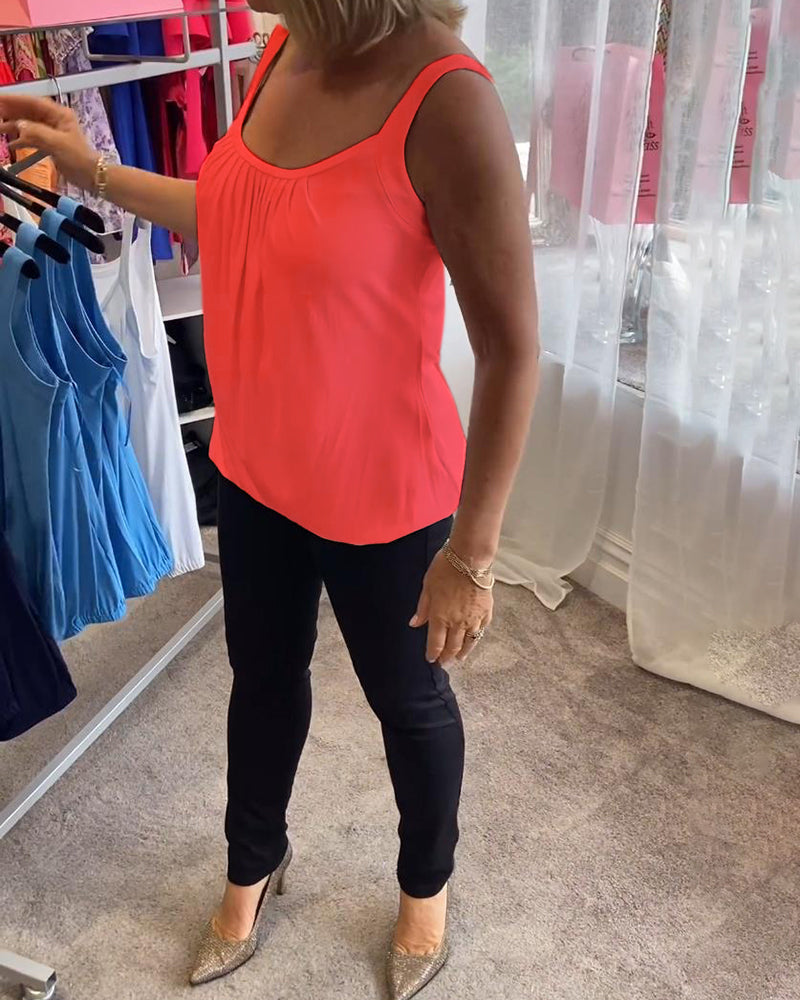 Dalia | Geplooide mouwloze top