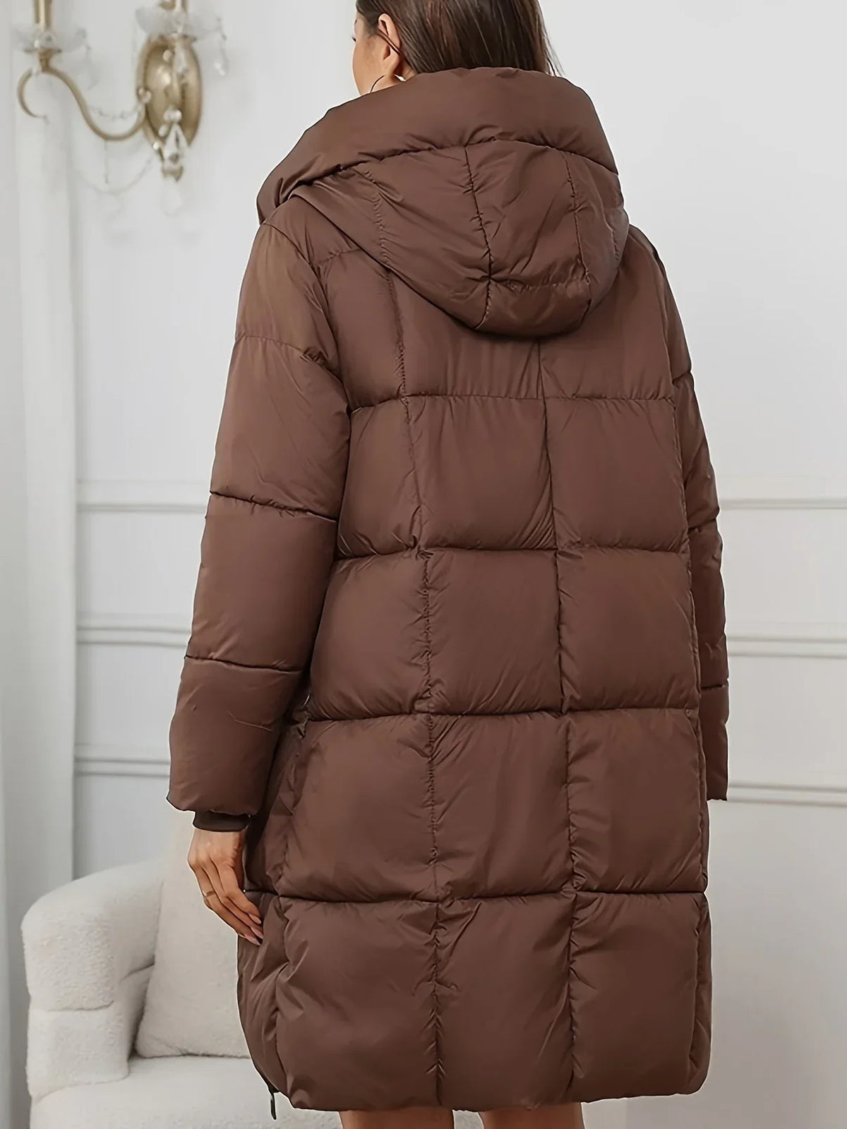 Gewatteerde Lange Puffer Winterjas Met Capuchon Voor Dames - Claire