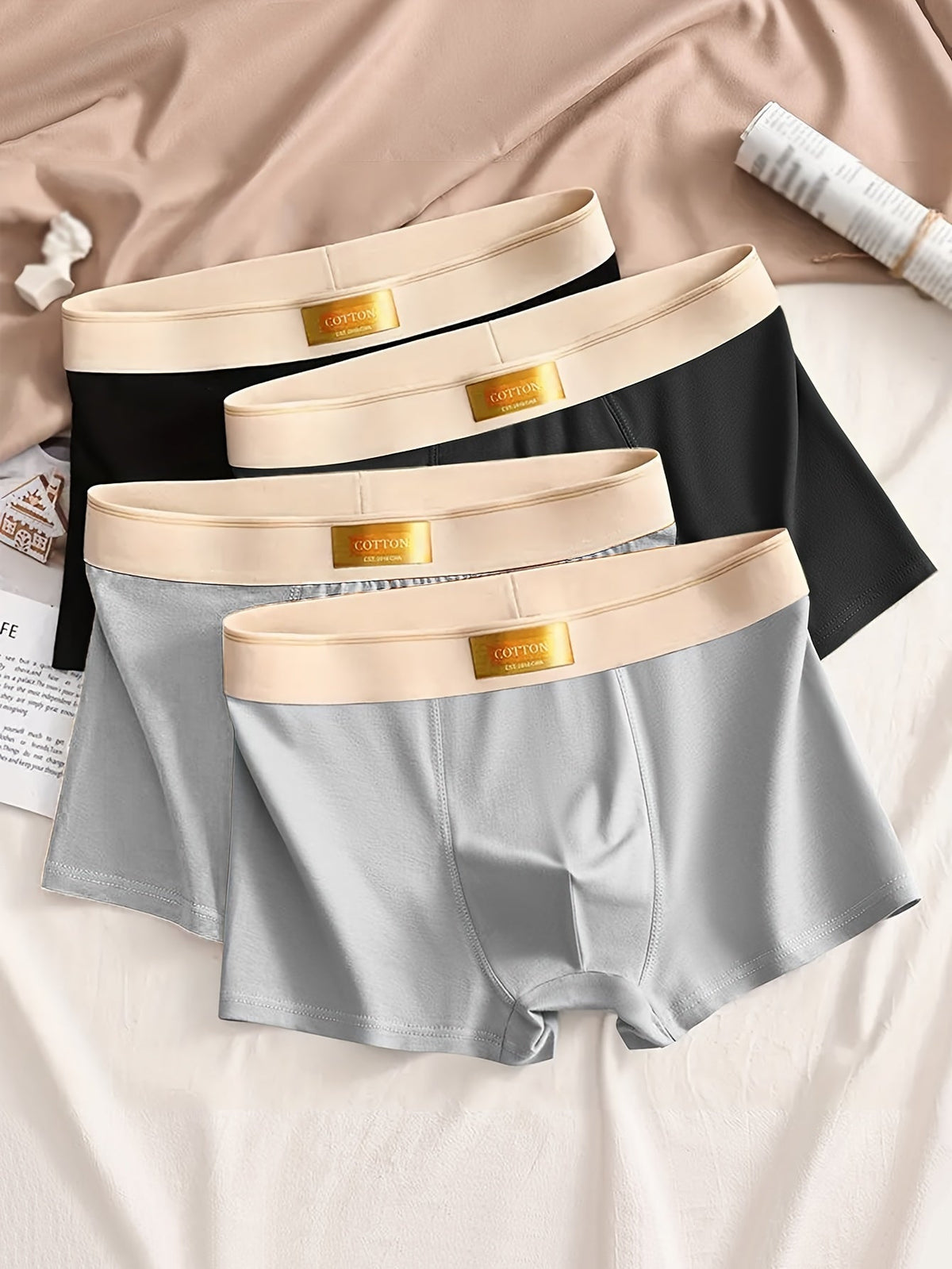 4-Pack Effen Heren Boxershorts met Stretch