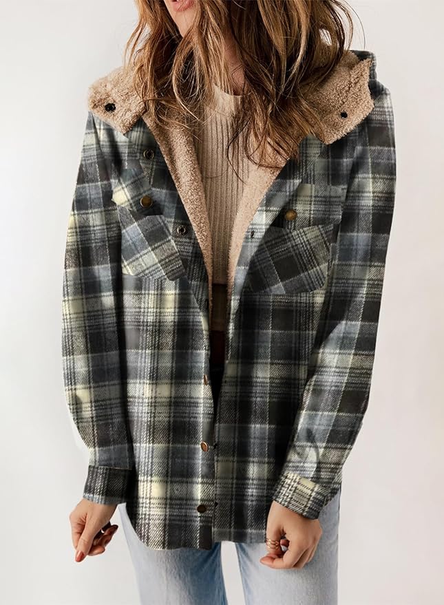 Elvessa Geruite Flanel Jas