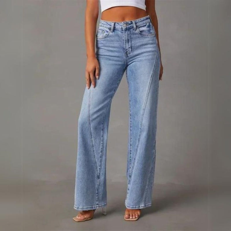 Wijde Pijpen Jeans Voor Dames Met Hoge Taille Pasvorm