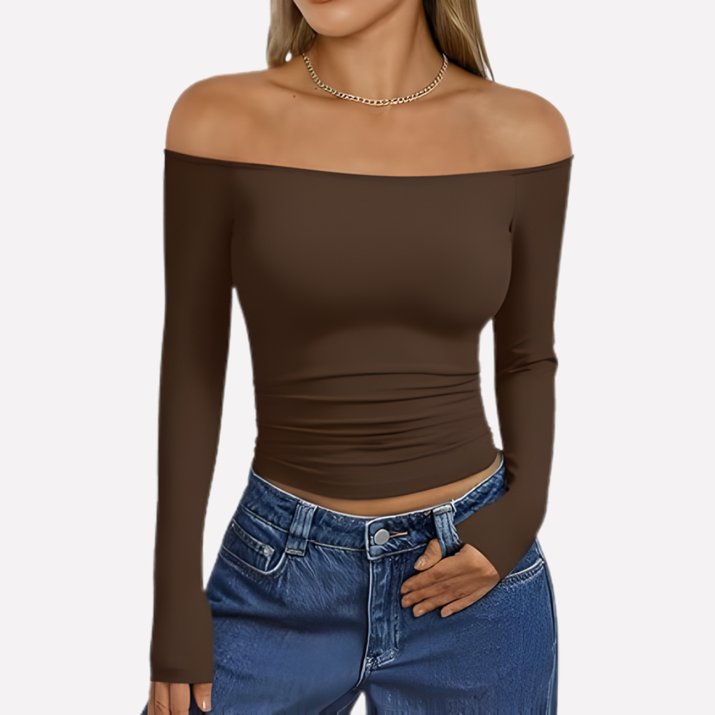 Vrouwen Off-The-Shoulder Lange Mouwen Top