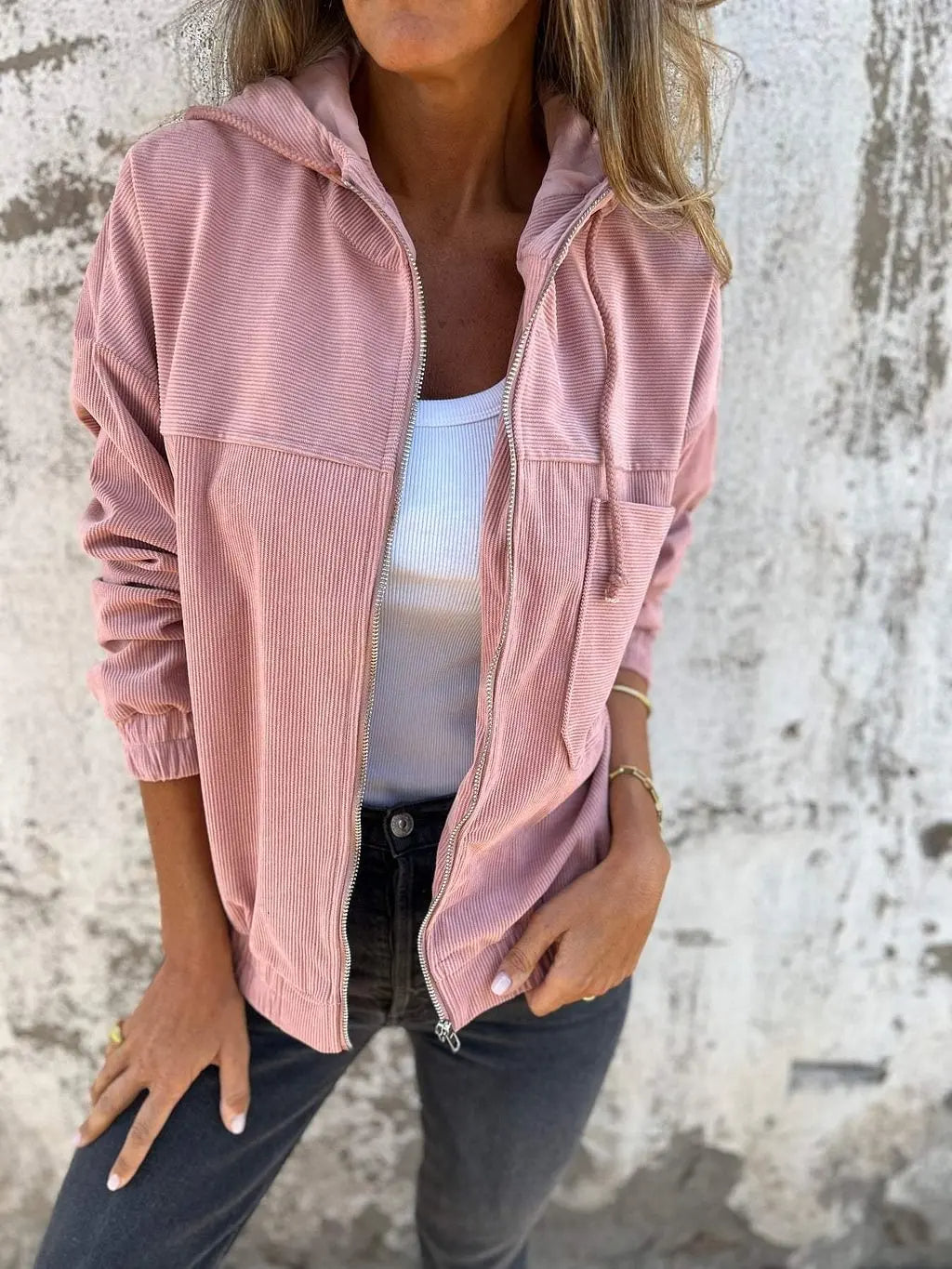 Comfortabel Corduroy Jas met Capuchon