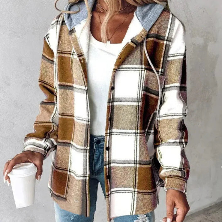 Geruite Hooded Jas voor Dames