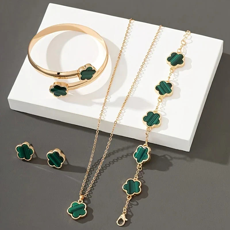 Gelukkige Klaver Sieraden 4-Delige Set