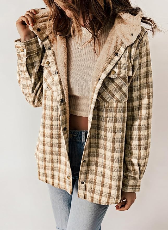 Elvessa Geruite Flanel Jas