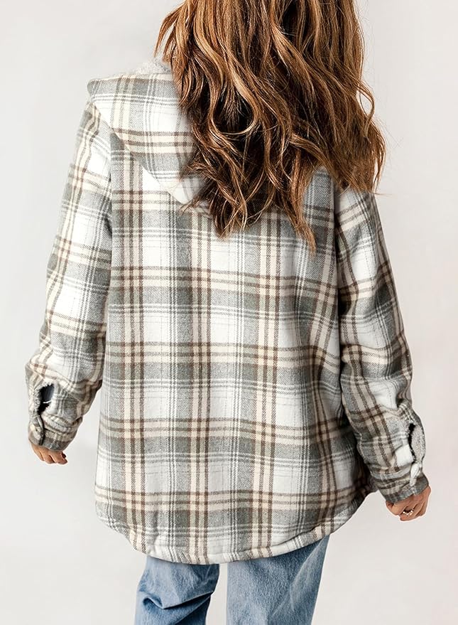 Elvessa Geruite Flanel Jas