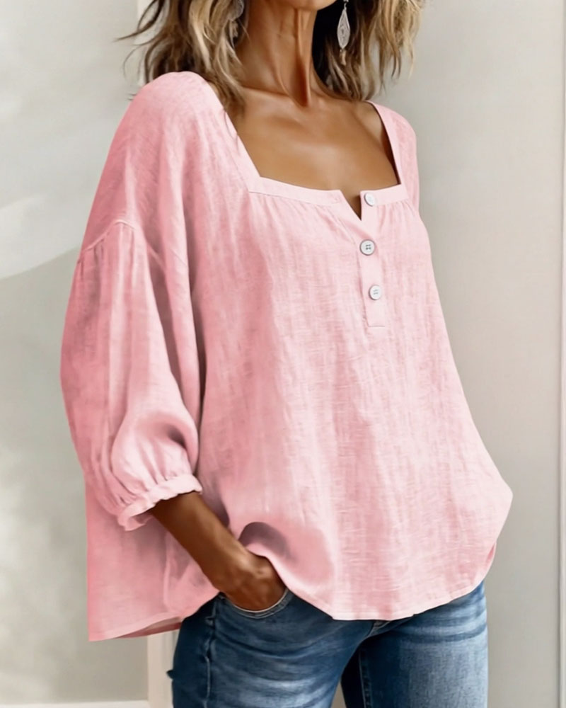 BLOUSE MET VIERKANTE HALS VOOR VROUWEN