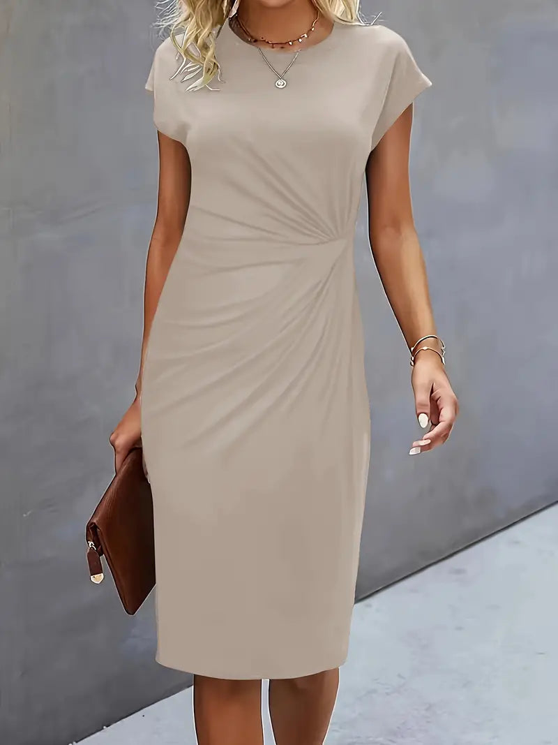 Midi Jurk Dames Ronde Hals Getailleerd Bruiloft Gast