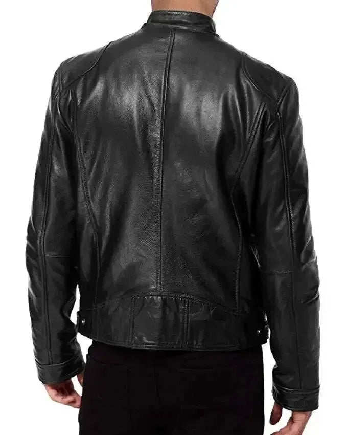 Stoere leren motorjas bikerjack voor heren