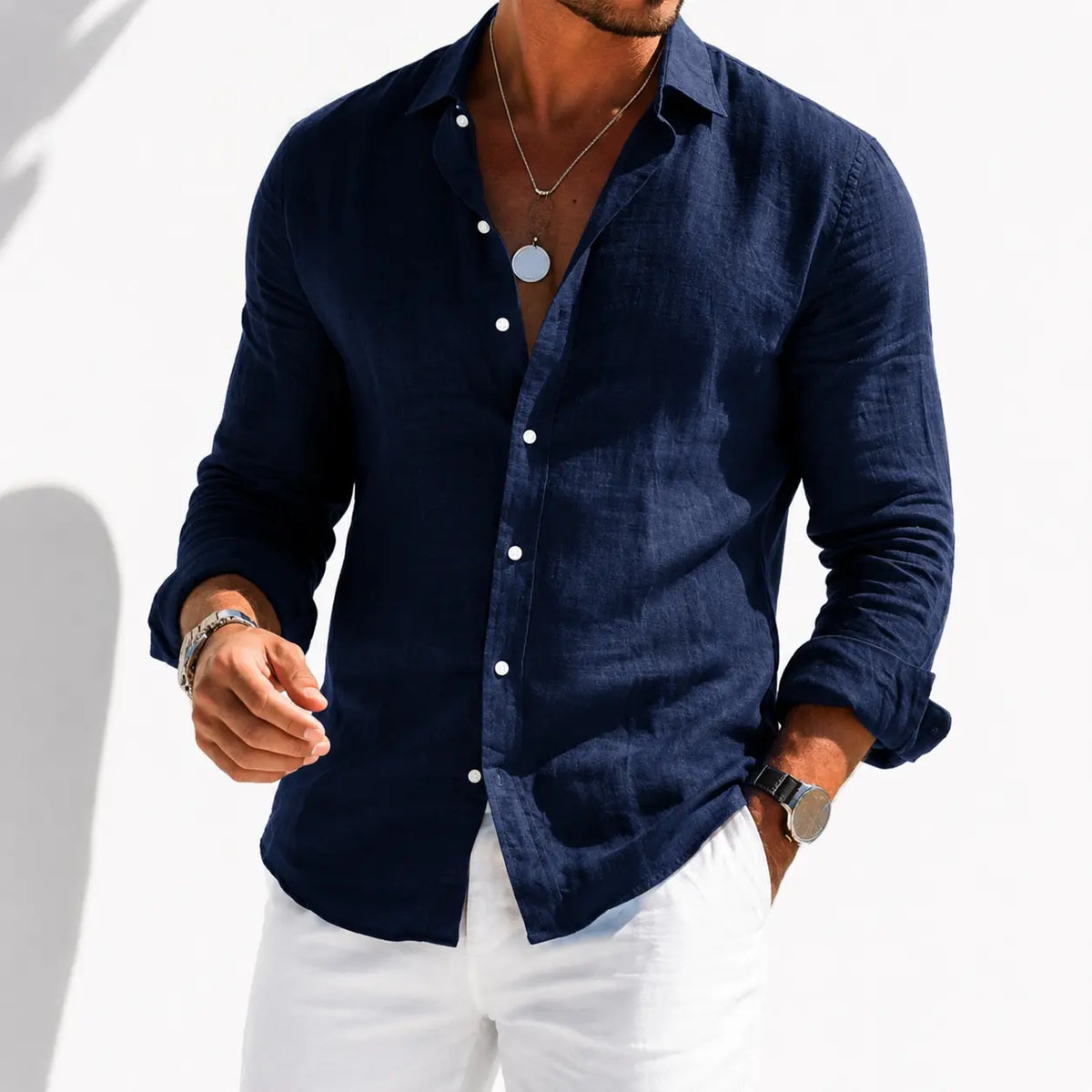 Sirocco Linnen Langemouwen Shirt