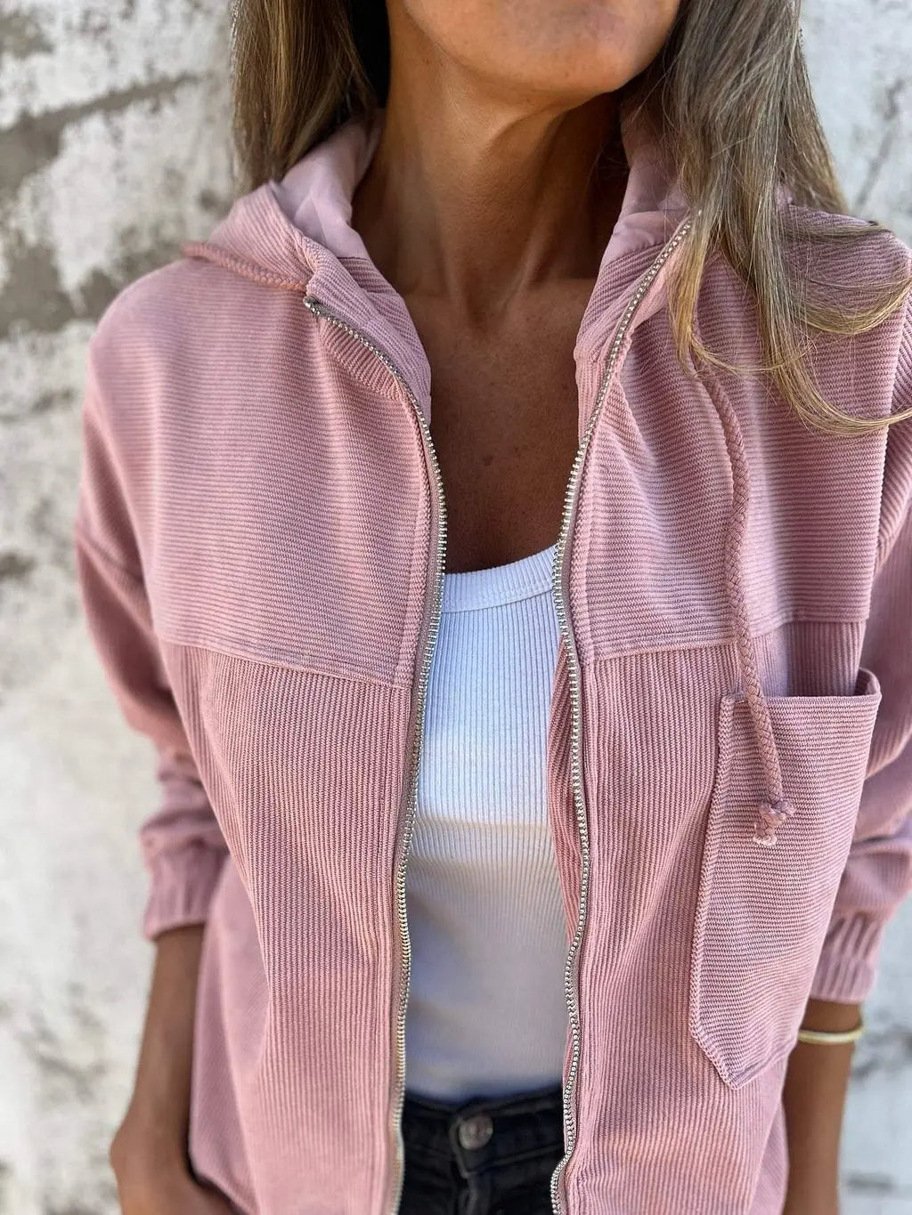 Comfortabel Corduroy Jas met Capuchon