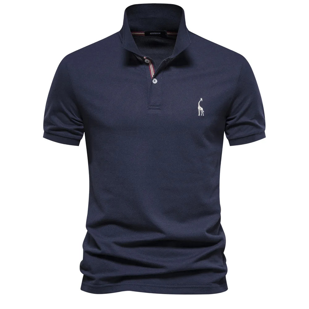 Caleb – Luxe Katoenen Polo met Hertenborduursel