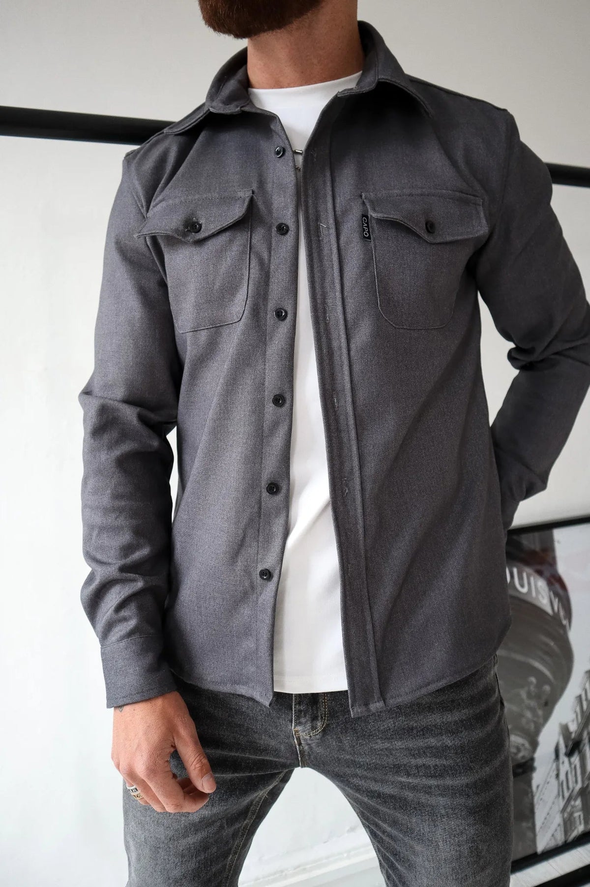 Heren Overshirt Jas Borstzakken Lente Herfst Casual Lichtgewicht