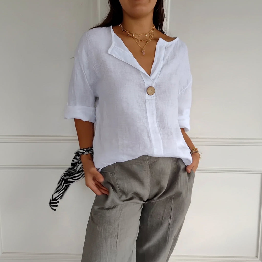 T-shirt met lange mouwen en V-hals