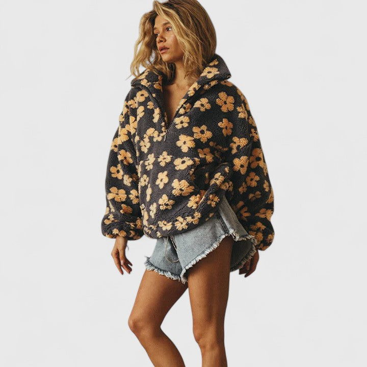 DAISY – RETRO BLOEM SHERPA PULLOVER