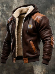 Winterblouson met verfijnde leerdetails