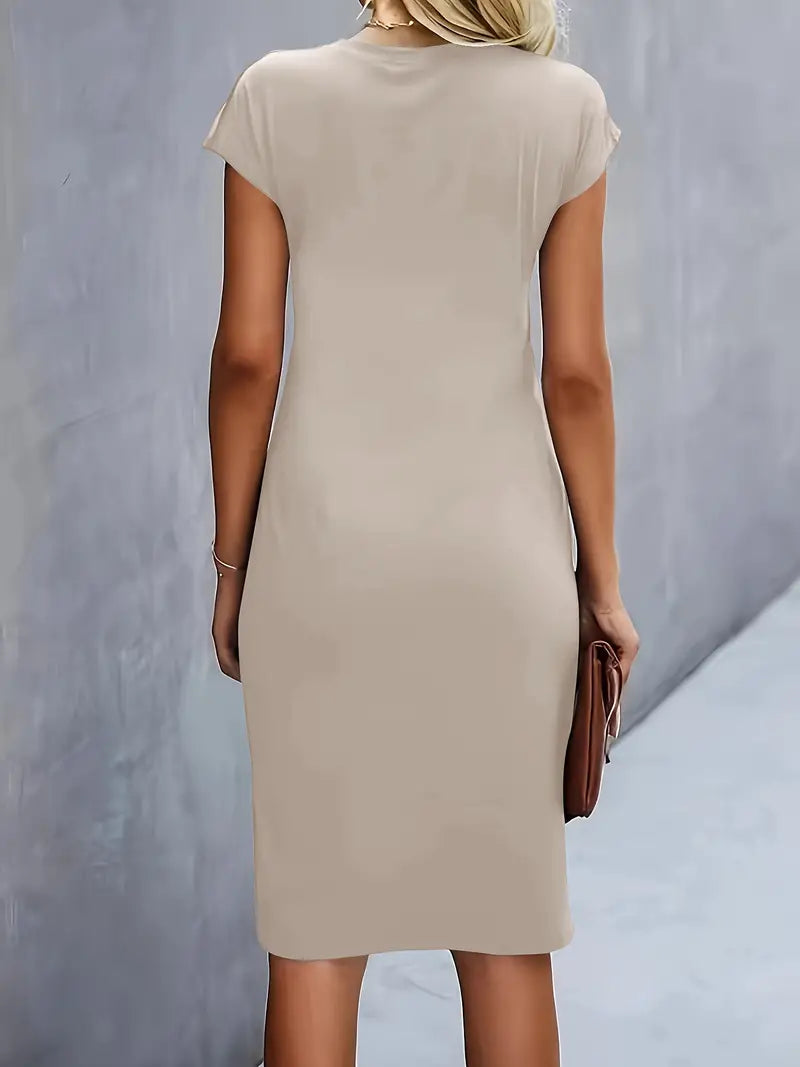 Midi Jurk Dames Ronde Hals Getailleerd Bruiloft Gast
