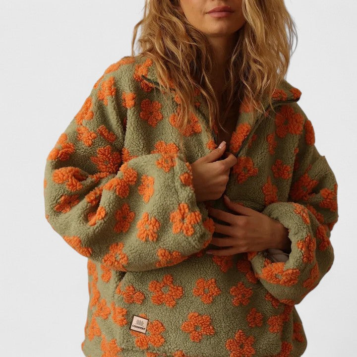 DAISY – RETRO BLOEM SHERPA PULLOVER