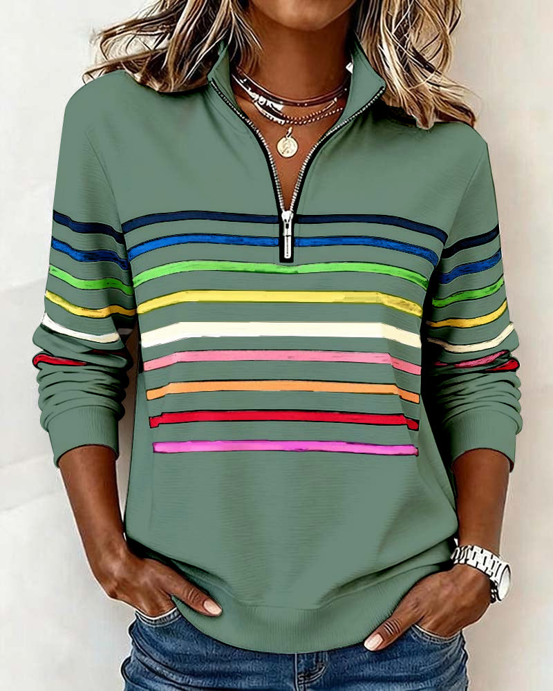 Viency | Regenbooggestreepte Zip-sweatshirt