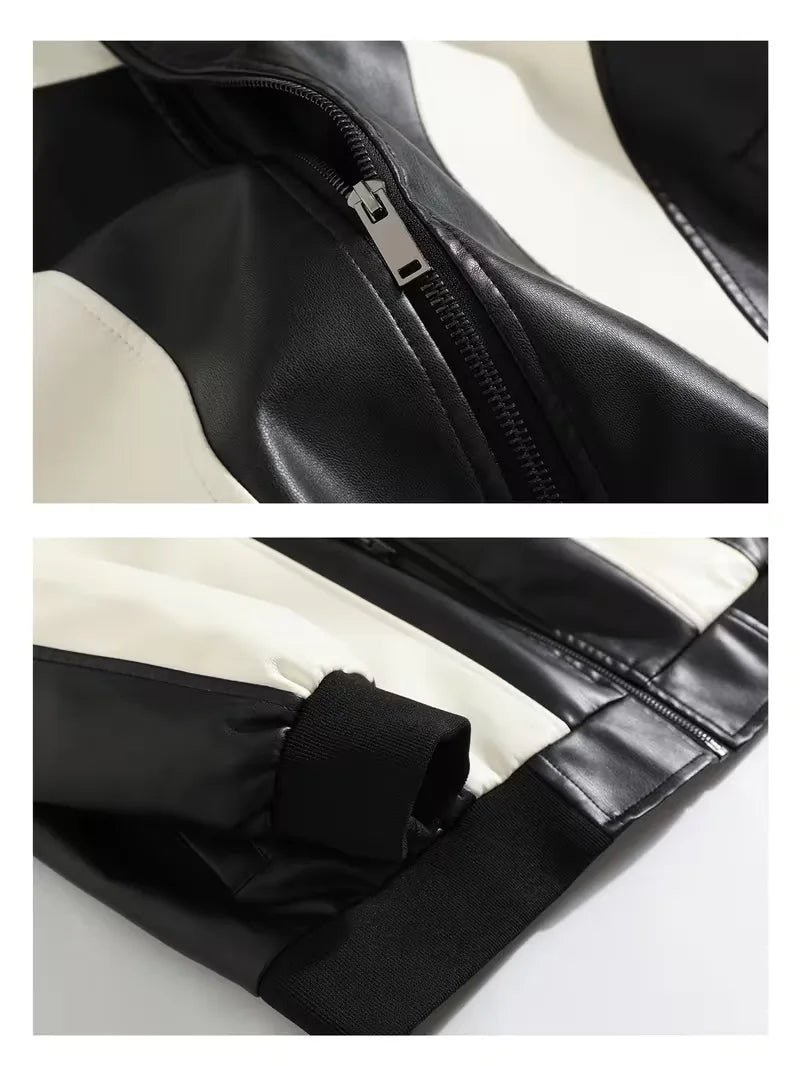 Leren jassen met color block patroon