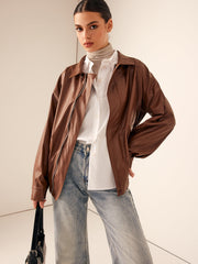 Maella - Vintage Losse Leren Dames Jas
