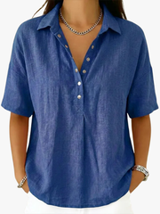 BLOUSE MET V-HALS EN KNOPEN VOOR VROUWEN