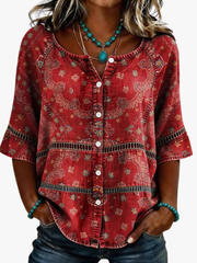 KLASSIEKE BLOUSE MET ETNISCH PATROON VOOR VROUWEN