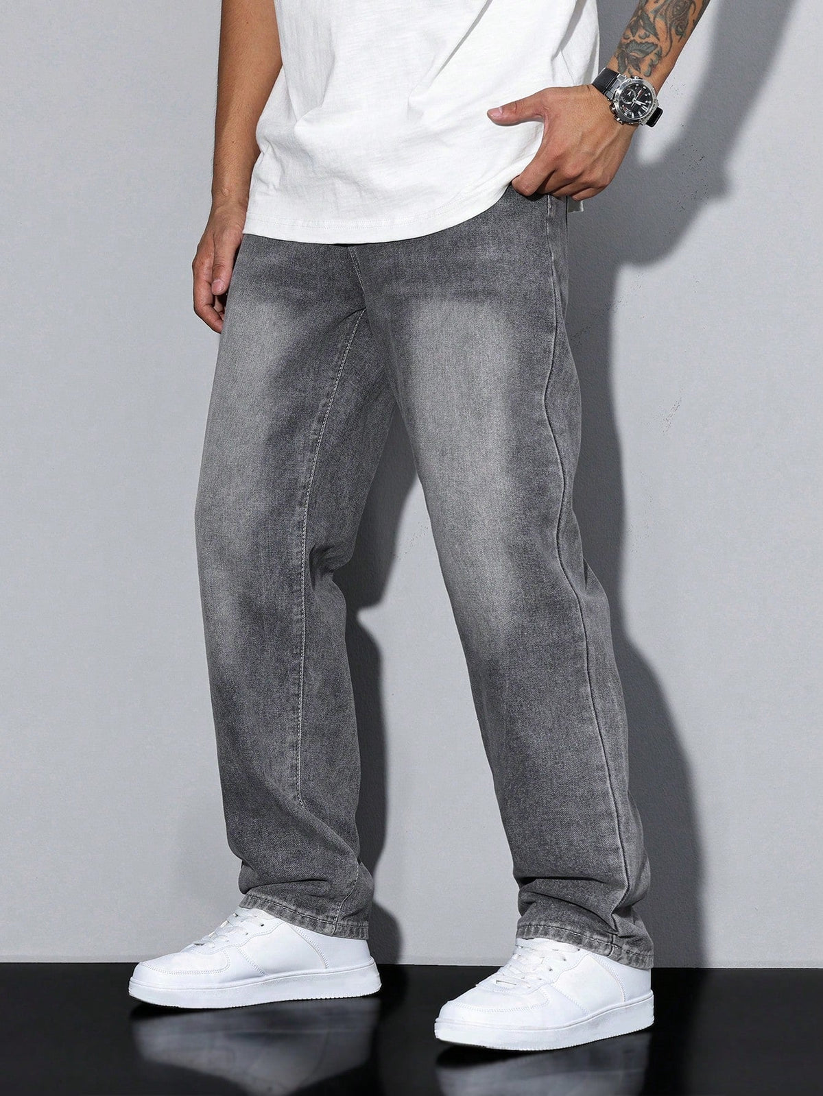 Baggy Jeans | Wijde Spijkerbroek met Washed Look