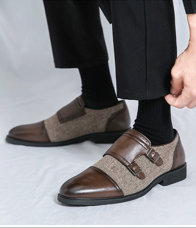 Winston Dubbele Gesp Leren Schoenen