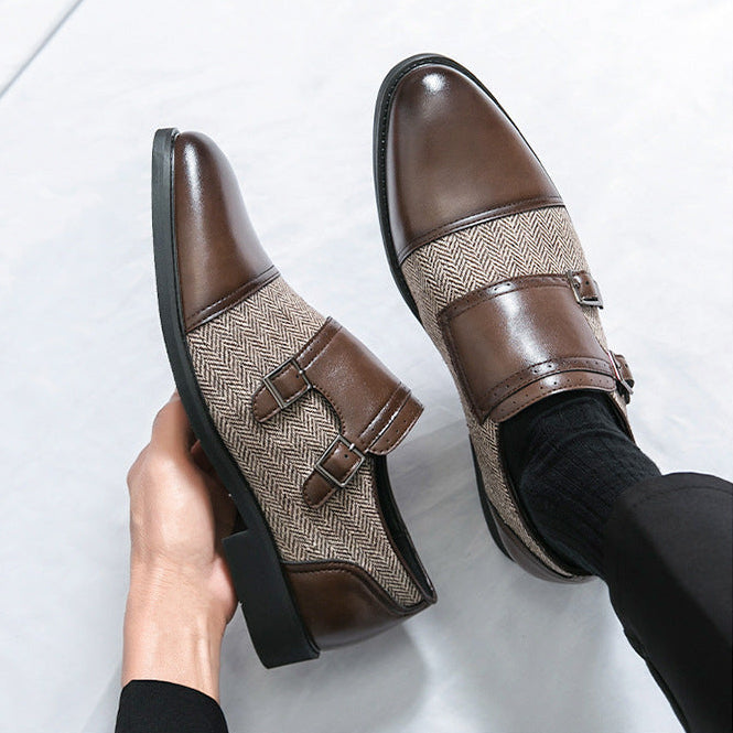 Winston Dubbele Gesp Leren Schoenen