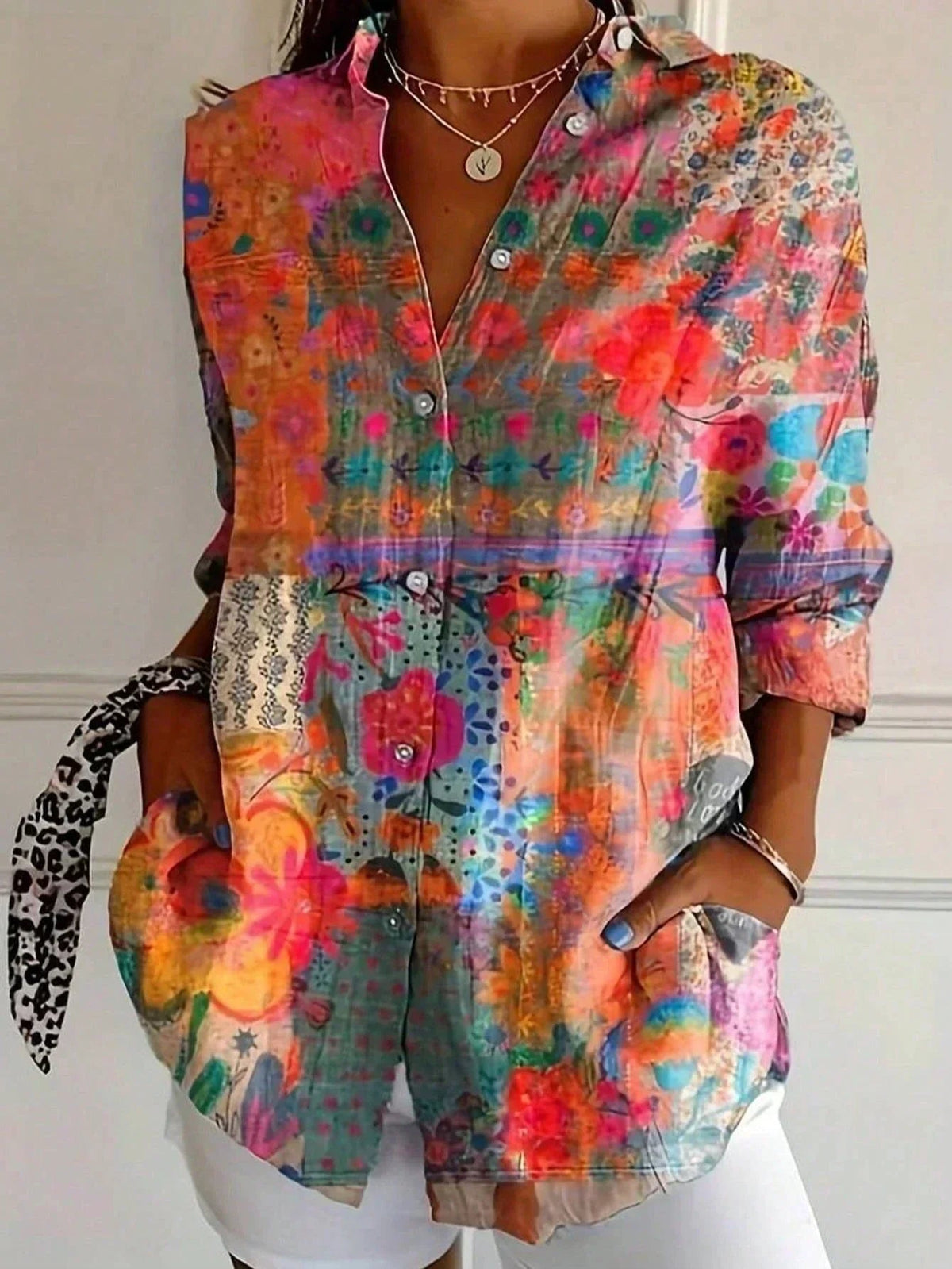 Blouse Dames | Kleurrijke Print & Losvallende Pasvorm