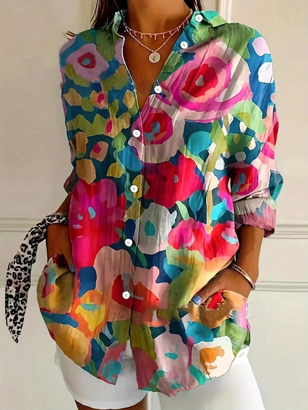 Blouse Dames | Kleurrijke Print & Losvallende Pasvorm
